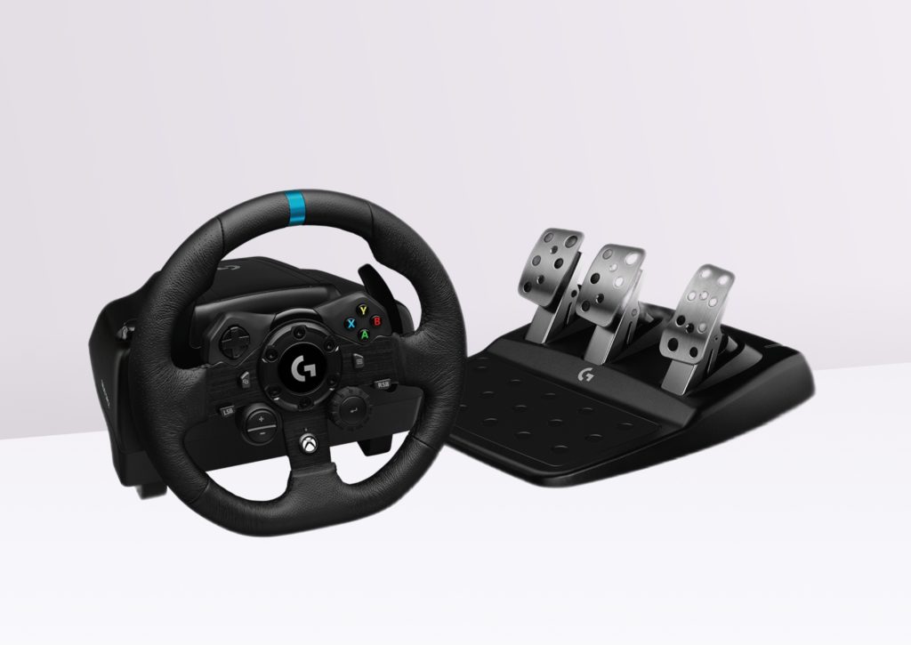 Reseña del volante Logitech G923: paquete con pedalera